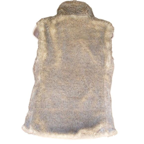GAP Vest, XS, Reversible/Cotton & Faux Fur, Pockets, Zipper, Collared, Khaki - Picture 6 of 8